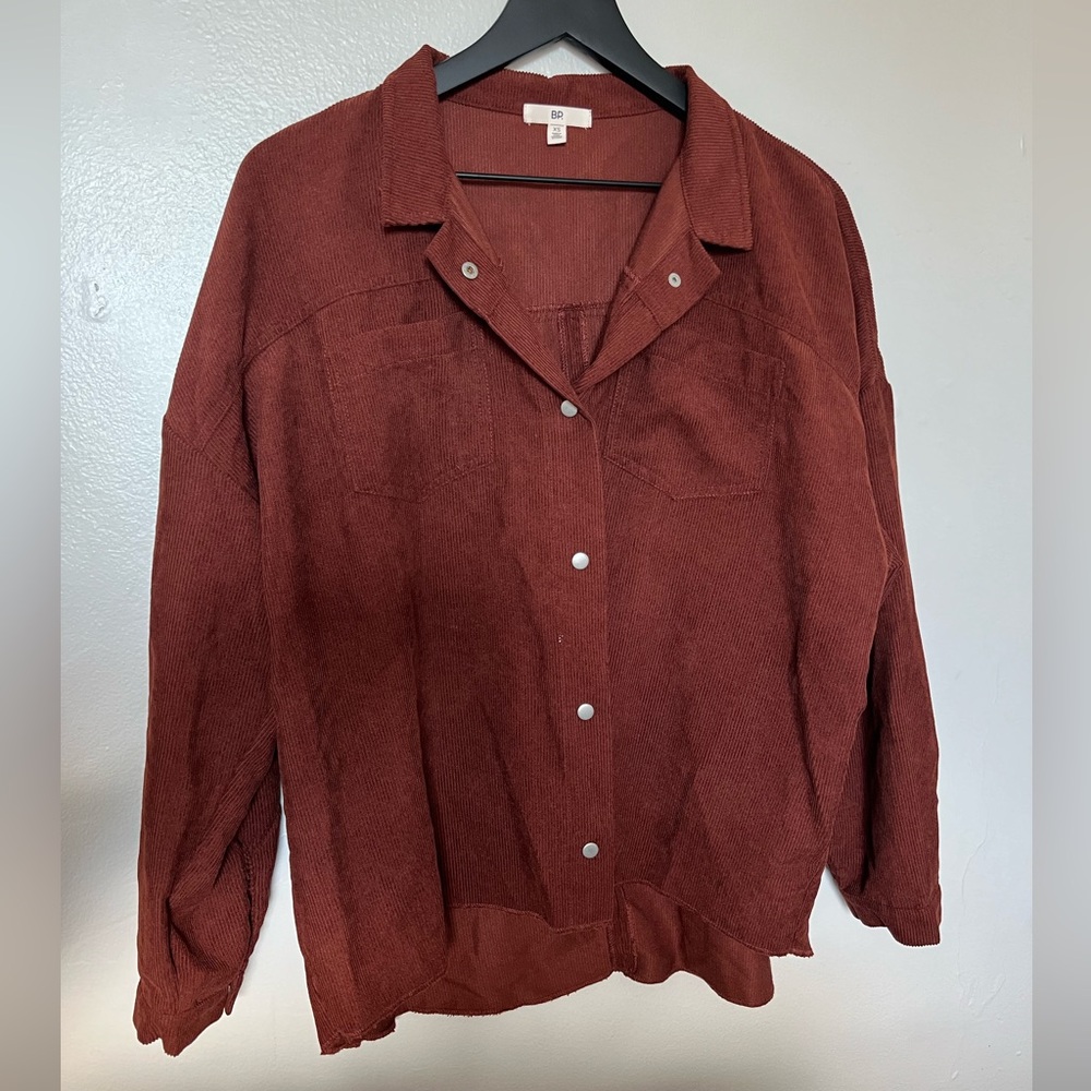 Nordstrom BP Corduroy Rust Brown Long Sleeve Button Down Shirt Jacket Shacket
